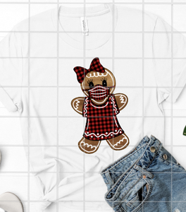 Gingerbread girl with mask Sublimation Transfer