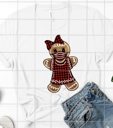 Gingerbread girl with mask Sublimation Transfer