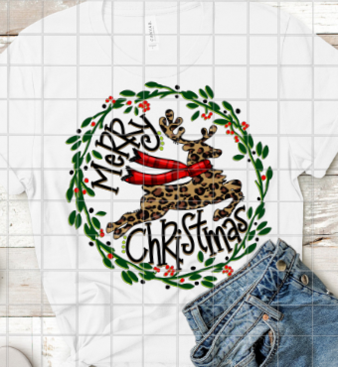 Merry Christmas Leopard Print Reindeer Sublimation Transfer
