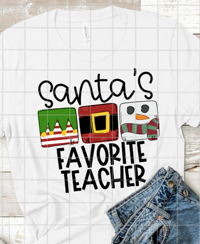 Santa's Favorite Teacher Sublimation Transfer