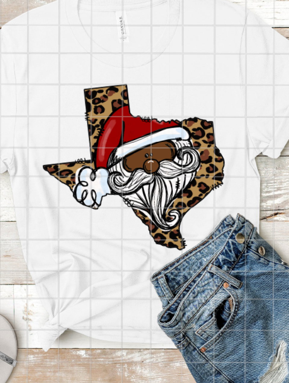 Texas Santa Leopard print Christmas Sublimation Transfer