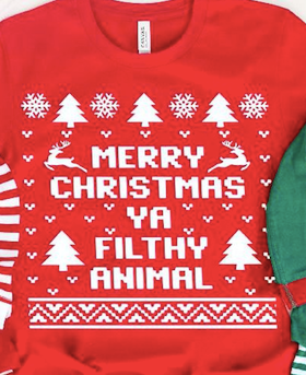 Screenprint Merry Christmas Ya Filthy Animal Transfer