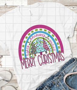 Pink Merry Christmas Rainbow, Sublimation Transfer