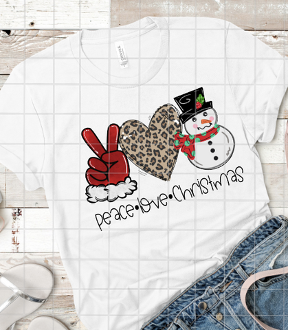 Snowman Peace Love Christmas, Sublimation Transfer