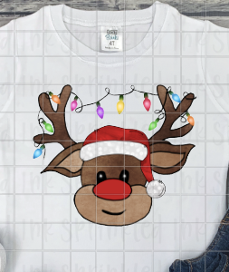 Boy Reindeer with Lights, Christmas Sublimation Transfer