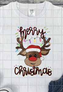 Merry Christmas Boy Reindeer with Lights, Christmas Sublimation Transfer