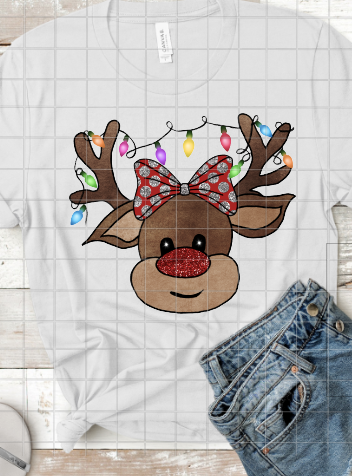Polkadot Reindeer with Lights, Christmas Sublimation Transfer