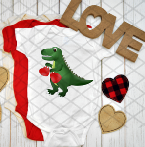 Dino with Hearts, Valentine's Day, Ready to press, Sublimation Transfer