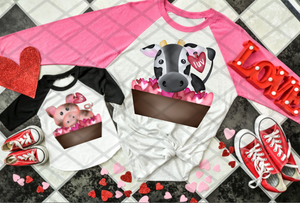 Farm Pig with Hearts, Ready to press, Sublimation Transfer