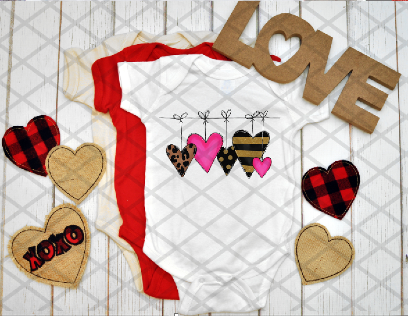 Hearts on a String, Valentine's Day, Ready to press, Sublimation Transfer