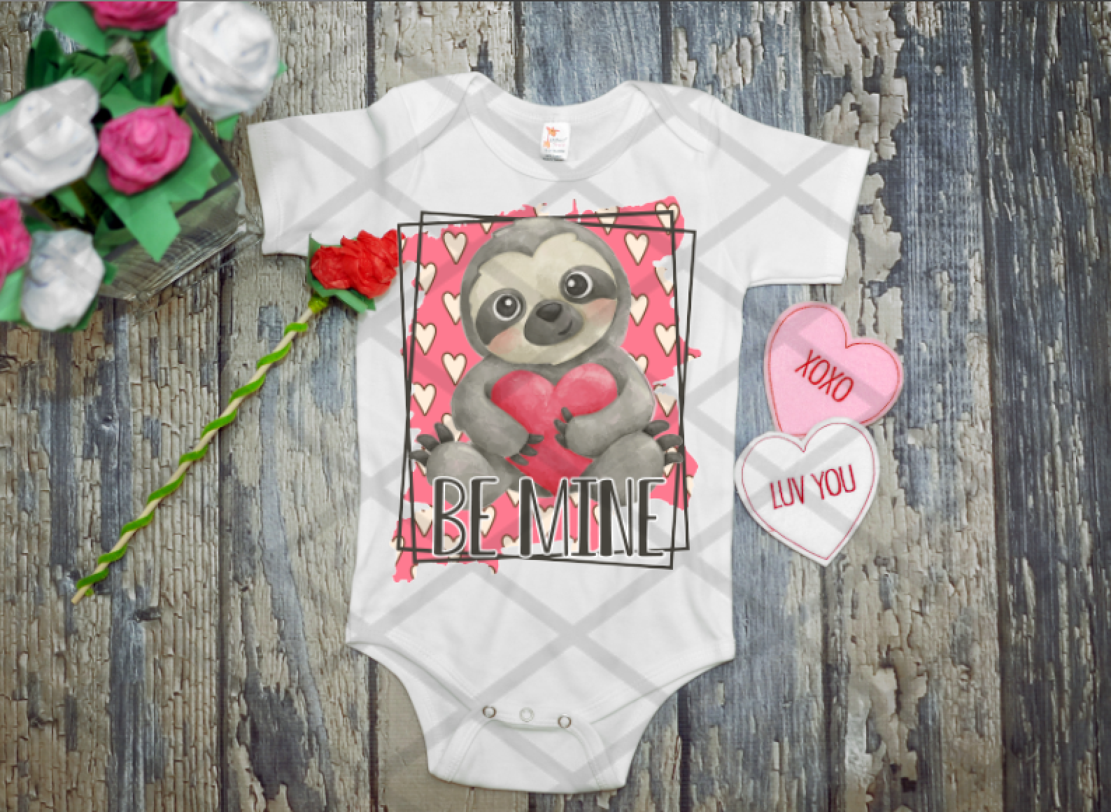 Be Mine Sloth, Valentine's Day, Ready to press, Sublimation Transfer
