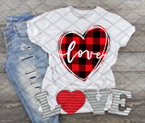 Buffalo Plaid Heart, Valentine's Day, Ready to press, Sublimation or DTF Transfer