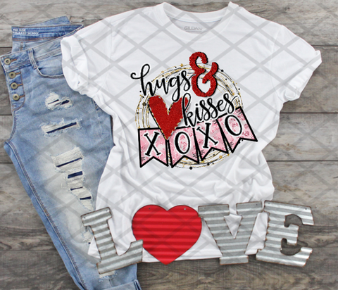 Hugs and Kisses, Valentine's Day, Ready to press, Sublimation Transfer