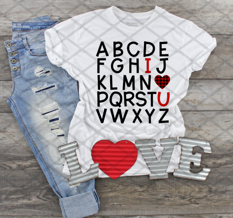 ABC I love you, Valentine's Day, Ready to press, Sublimation Transfer