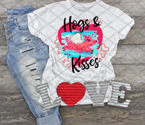 Hogs and Kisses, Arkansas, Valentine's Day, Ready to press, Sublimation Transfer