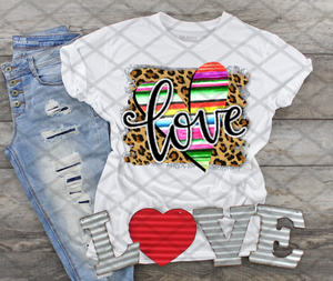 Love Heart, Aztec and Leopard Print, Valentine's Day, Ready to press,  Sublimation Transfer