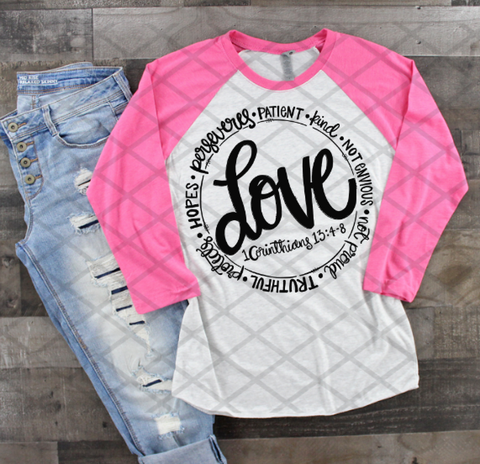Love is Patient, Kind, Corinthians, Valentine's Day, Ready to press, Sublimation or DTF Transfer