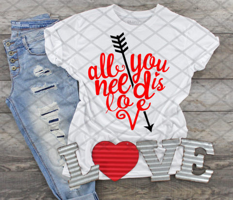All you need is Love, Valentine's Day, Ready to press, Sublimation Transfer