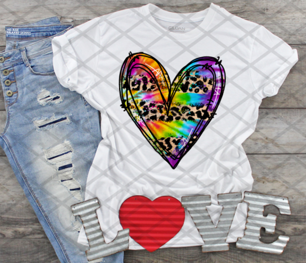 Heart with Leopard Print Stripes, Valentine's Day Ready to press, Sublimation Transfer