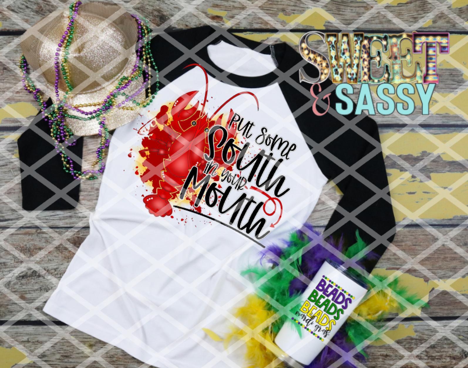 Put Some South in your Mouth, Mardi Gras, Ready to press, Sublimation Transfers