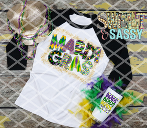 Mardi Gras with Glitter, Mardi Gras, Ready to press, Sublimation Transfers