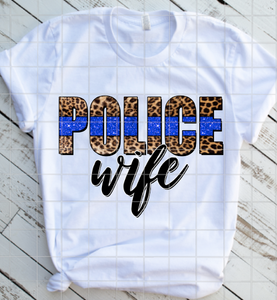 Police Wife, Leopard and Blue, Ready to Press, Sublimation Transfer