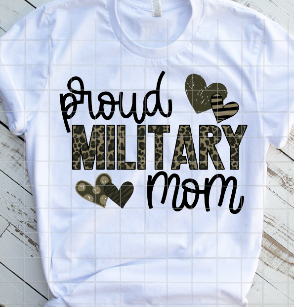 HTV Proud Military Mom, Leopard Print Transfer