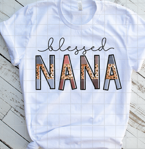 Blessed Nana, Leopard Print, Ready to Press, Sublimation Transfer