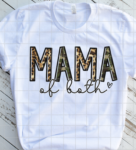 Mama of both, Leopard print and camo, Ready to Press, Sublimation Transfer