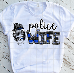 Police Wife Skull, Ready to Press, Sublimation Transfer