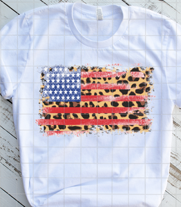 USA Flag with Leopard Print, Sublimation Transfer