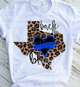 Back the Blue, Texas, Ready to Press, Sublimation Transfer