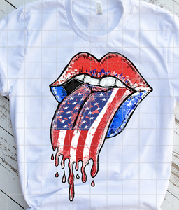 KISS Tongue with USA Flag, Sublimation Transfer