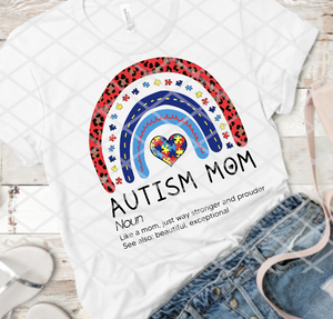 Autism Awareness Rainbow Mom, Sublimation Transfer