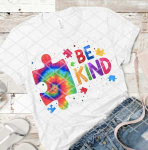 Autism Awareness Be Kind, Sublimation Transfer