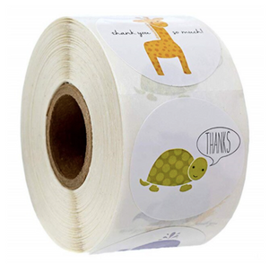 Animal Thank You Roll of 500 Stickers, Packaging Sticker