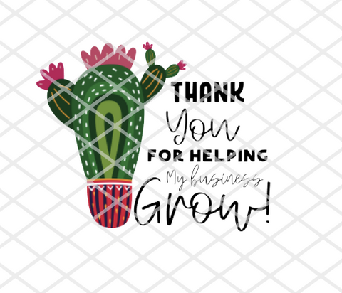 Thank you for helping my business grow, Cactus, 0.11 cents, Packaging Sticker