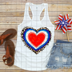 Patriotic Heart, America Stars and Stripes, Sublimation Transfer