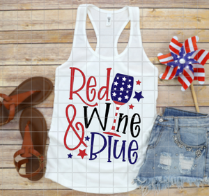 Red Wine Blue, America Stars and Stripes, Sublimation Transfer