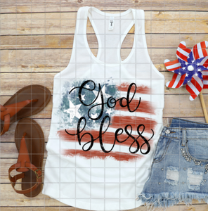 God Bless America Stars and Stripes, Sublimation Transfer