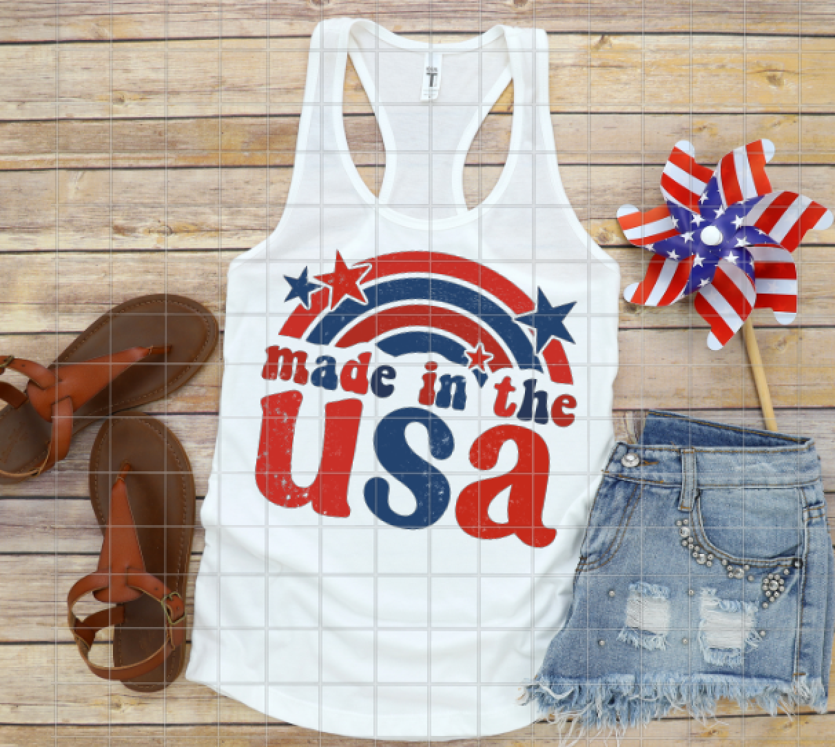 Made in the USA, America Stars and Stripes, Sublimation Transfer