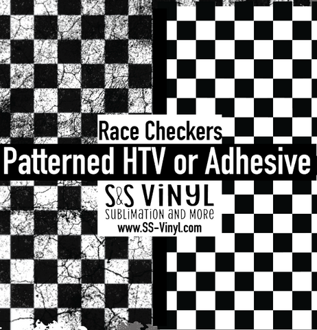 Distressed or Solid Race Checkered Pattern Permanent Adhesive Vinyl