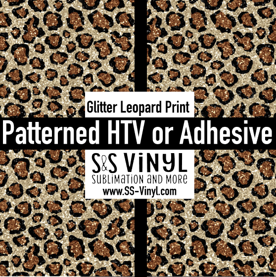 Glitter Leopard Print Pattern Permanent Adhesive Vinyl