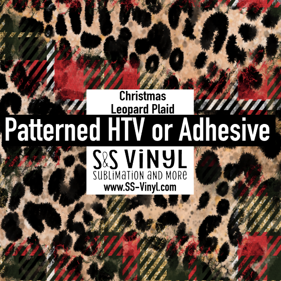 Plaid and Leopard Print Christmas Pattern Permanent Adhesive Vinyl