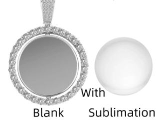 Sublimation Rhinestone Bezel Pendant, Round Glass Dome