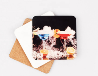 Sublimation Square Coaster with cork bottom 4 inches