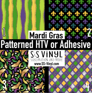 Mardi Gras Print Pattern Permanent Adhesive Vinyl