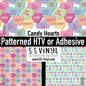 Candy Hearts Valentine Pattern Permanent Adhesive Vinyl