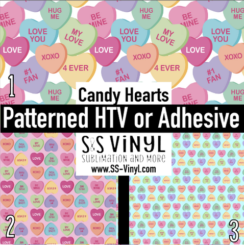 Candy Hearts Valentine Pattern Permanent Adhesive Vinyl