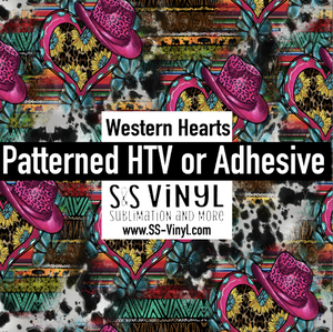 Western Hearts Valentine Pattern Permanent Adhesive Vinyl